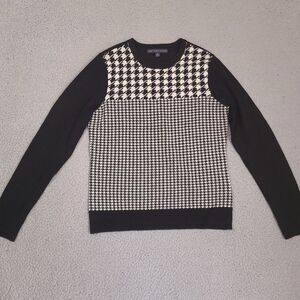 Brooks Brothers Sweater Womens Small Black White‎ Merino Wool Houndstooth 346